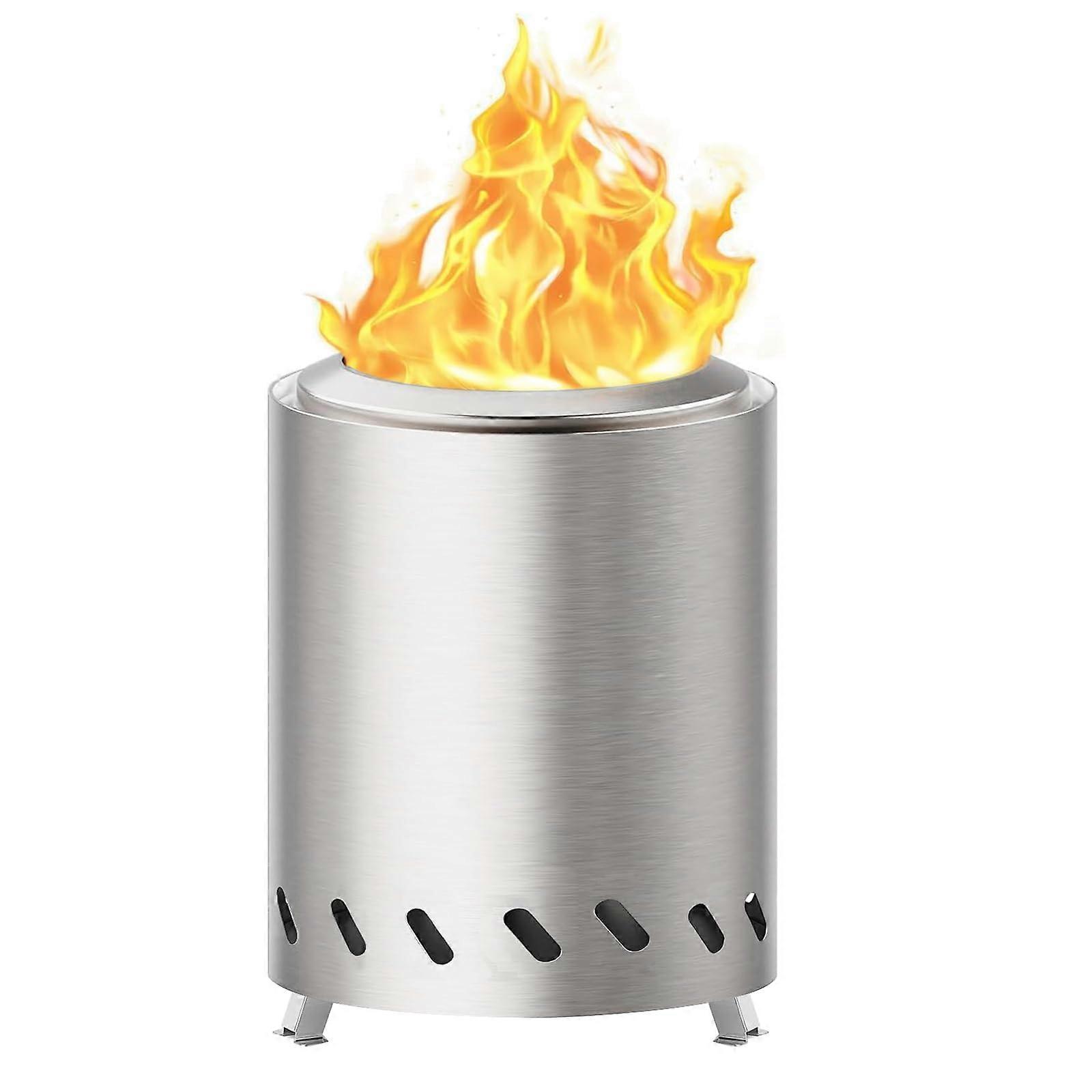 8.27 Inch Stainless Steel Tabletop Fire Pit with Stand, Smokeless Design for Camping