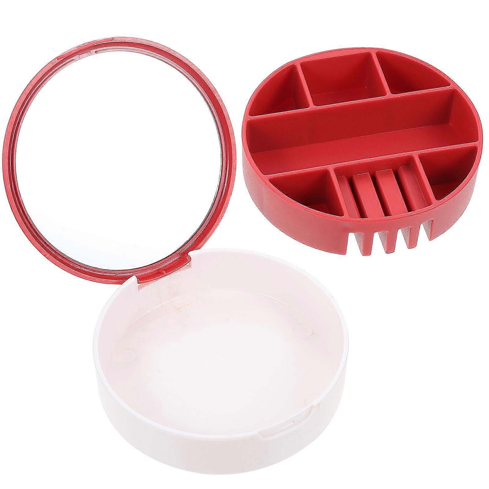 Red Jewelry Box for Storage Using 5Pcs Portable Plastic Round Multi-Grid Containers