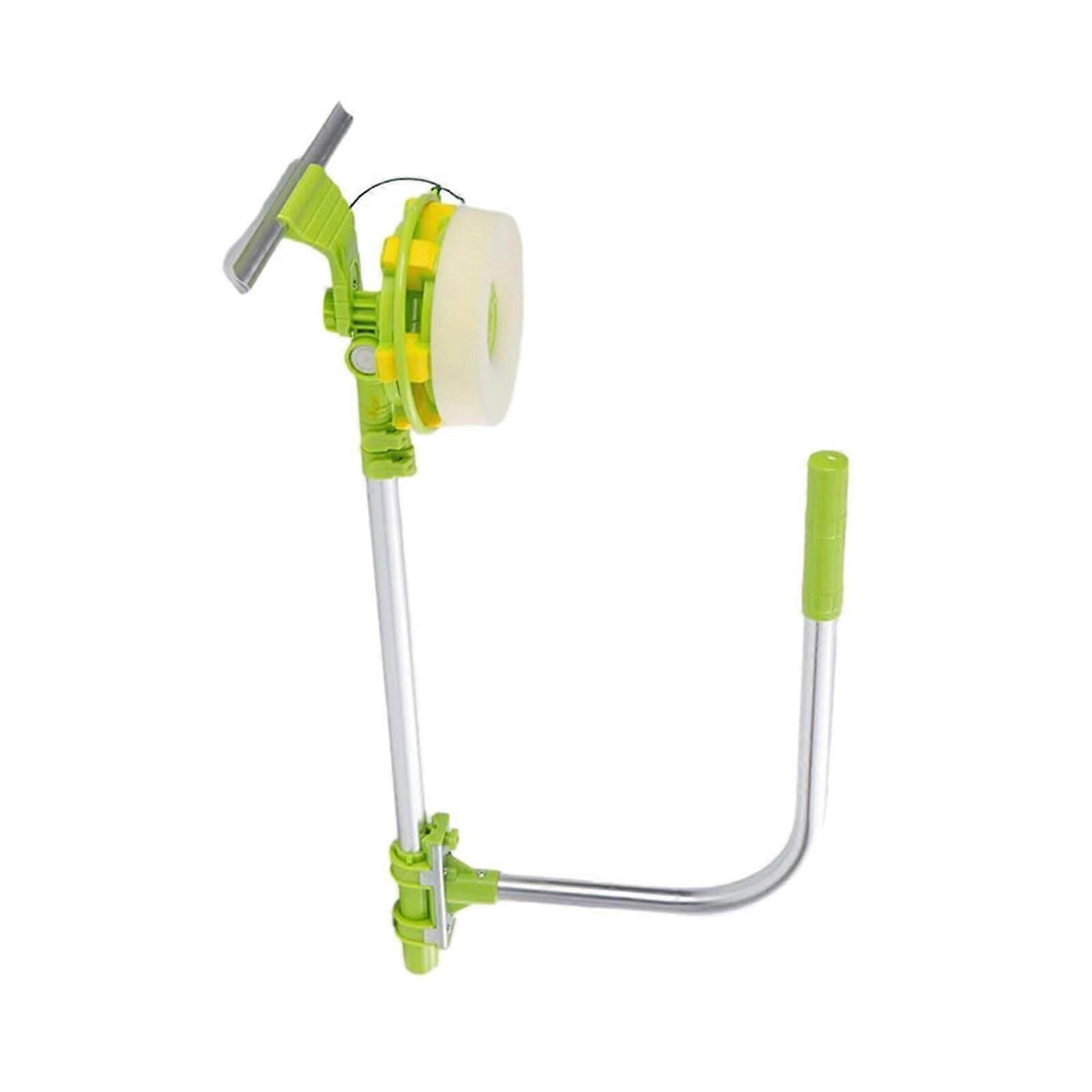 Telescopic Window Washer with Adjustable Angle Squeegee and Fluorescent Green Cleaning Tool