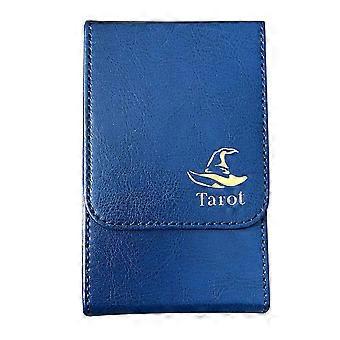 PU Leather Tarot Card Storage Box with Double Layer Design, Compact Blue Tarot Deck Organizer