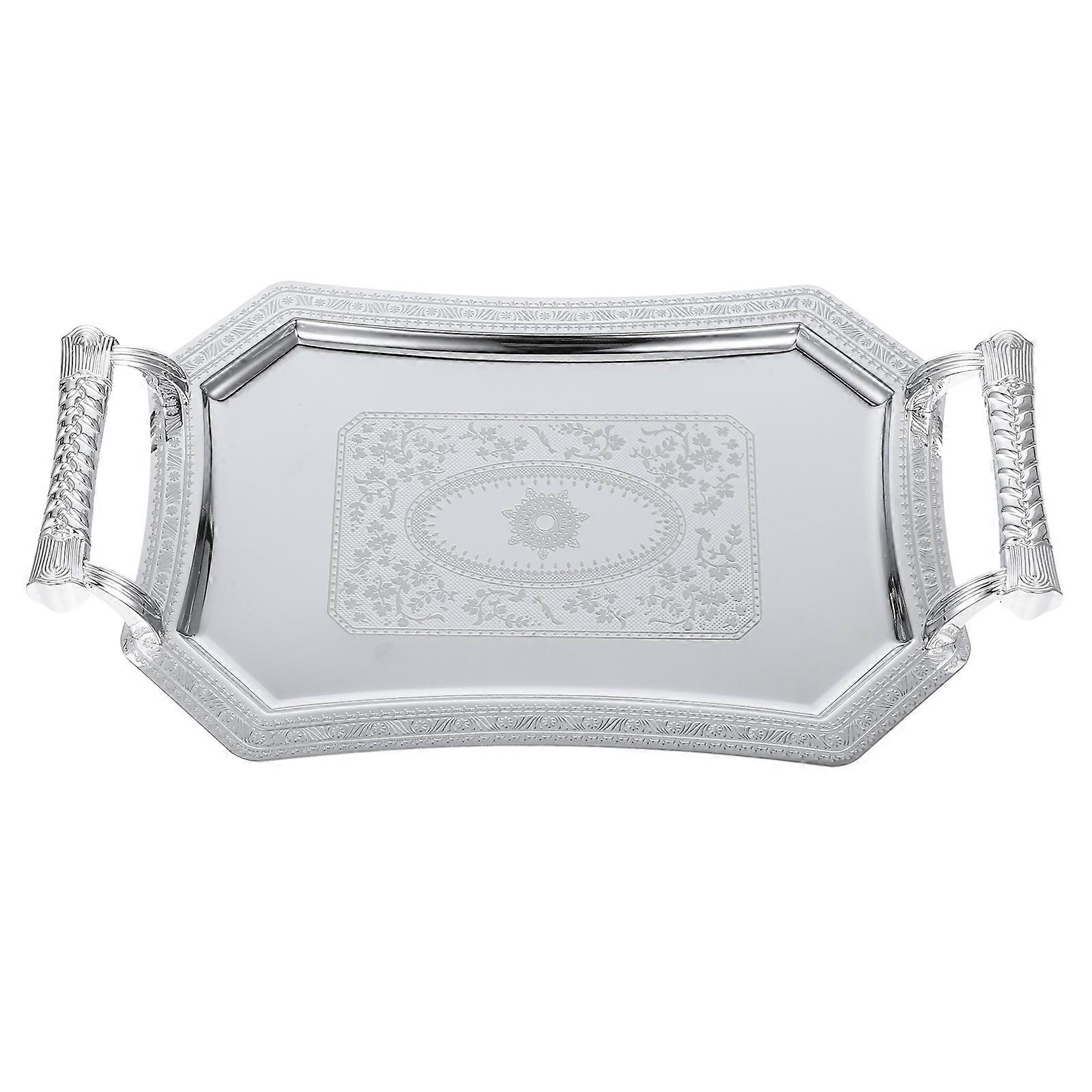 Metal Rectangular Serving Tray for Storage 2Pcs Stainless Steel Snack Tray
