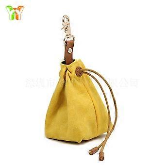 Waterproof Dog Treat Pouch, Canvas Pet Training Bag with Drawstring Closure, Portable Dog Snack Storage Bag for Walking Hiking