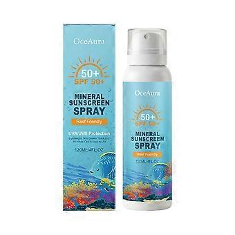 Mineralisches Sonnenschutzspray mit LSF 50+, riffschonender UVA/UVB-Schutz, nicht fettendes Sonnenschutzspray für Körper und Gesicht
