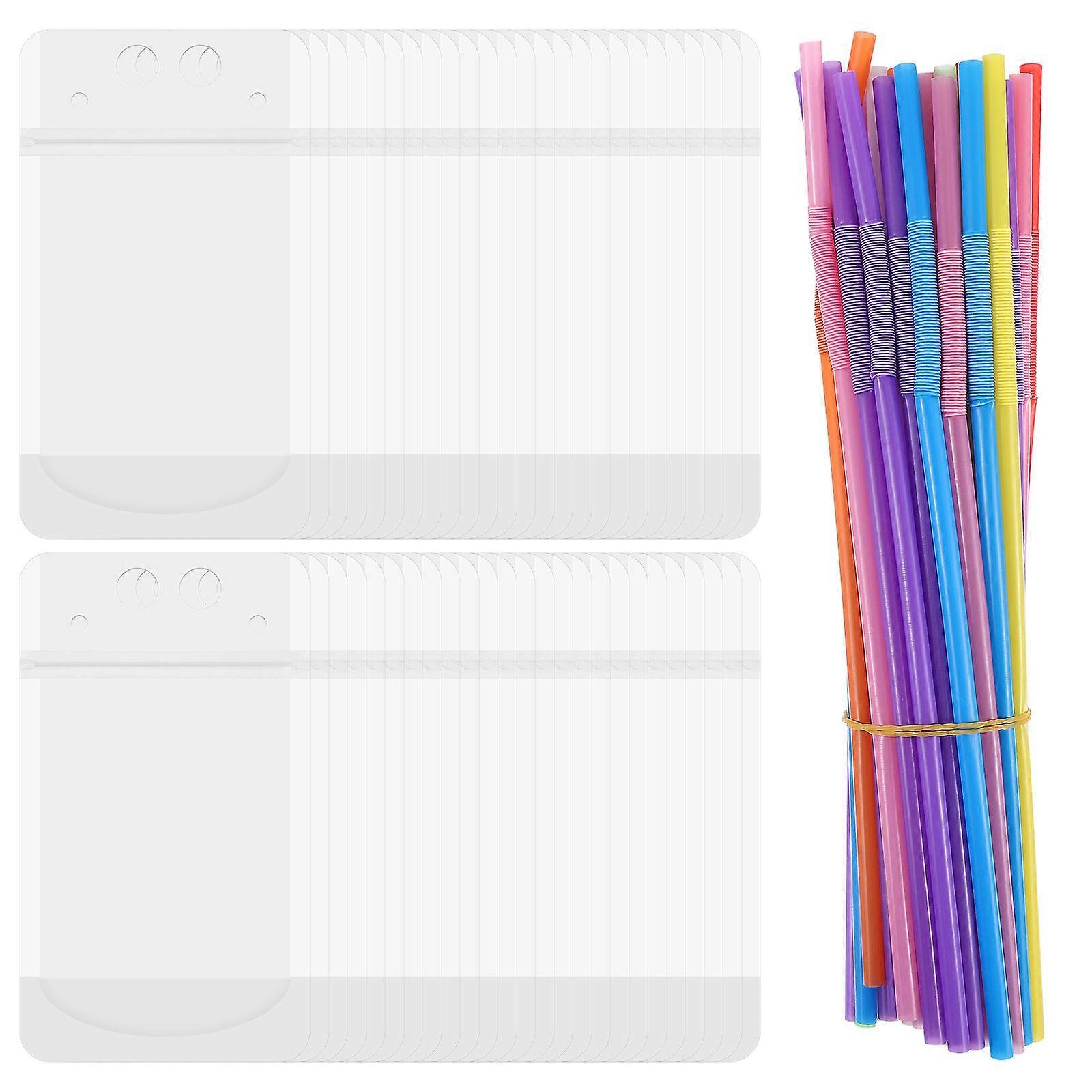 Set Clear Drinking Bags with 50 for Beverage