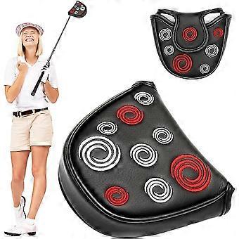 Putter Head Covers Mallet Putter Headcover Golf Putters Head Covers with Circle Embroidery Premium Magnetic Closure Half Round PU Leather Fit for Odys