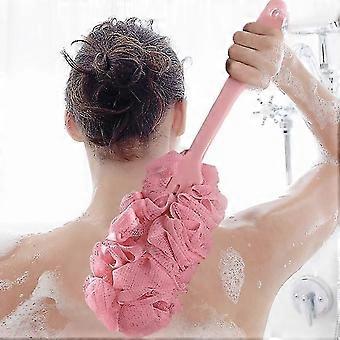 Rückenwäscher für Dusche, Badebürste mit langem Griff, rosa