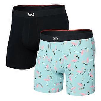 Saxx Mens Vibe Xtra 2 Pack Boxer Shorts  - Flamingo/Black - S