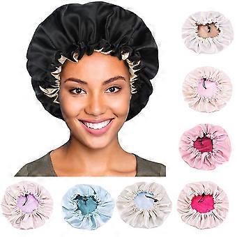 Reusable Shower Cap, Bathing Caps, Elastic Double Waterproof Layers Bathing Hair Cap for Women Girls Ladies Spa Salon