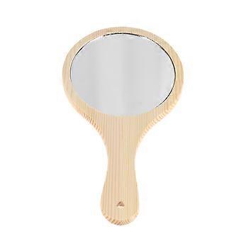 1PC Espejo de mano Marco de madera Espejo cosmético Espejo de maquillaje para mujeres niñas Color de madera