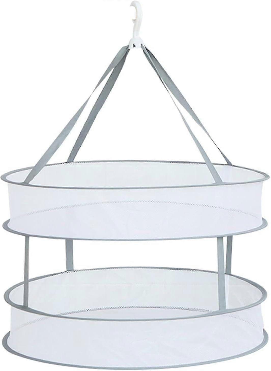 Foldable Two-Layer Clothes Drying Rack with Honeycomb Mesh - Durable, Windproof, and Space-Saving Design