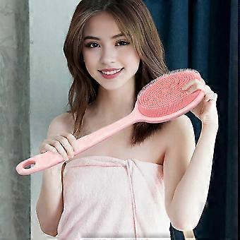 LC Spazzola esfoliante per il corpo in silicone con manico lungo, detergente delicato per la schiena, ideale per doccia e bagno.