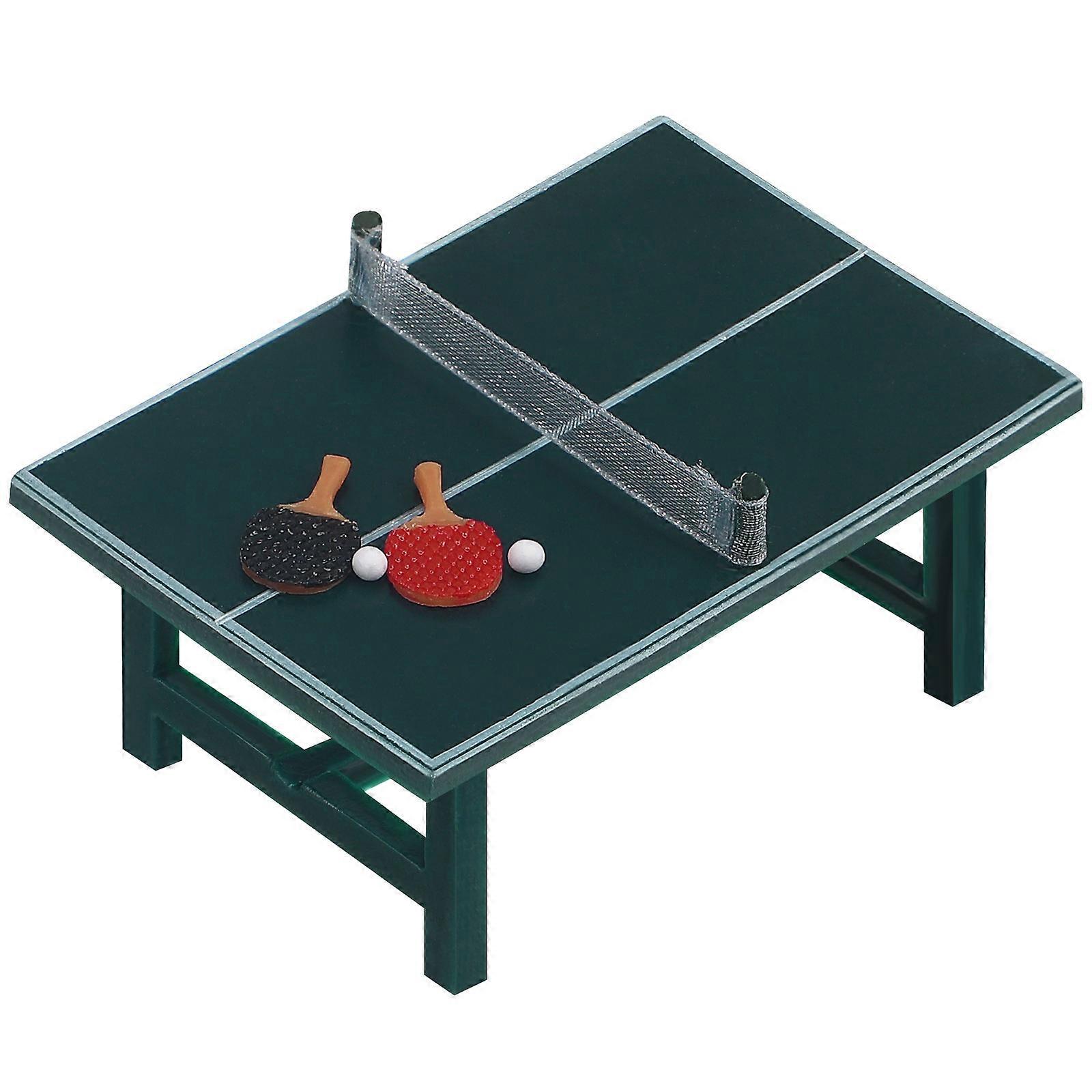 Miniature Table Tennis Table Plaything Indoor Use Rectangular Shape Resin Material 1Set