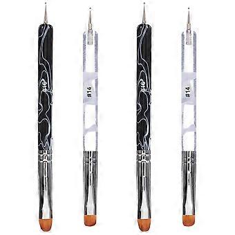 Nail Polish Brush Double Head Nail Art Pens for Manicure 4Pcs