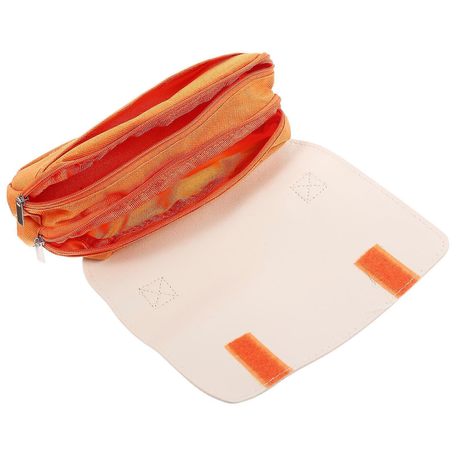 Convenient Pen Storage Bag Orange Student Pencil Bag Multi-Function Large Capacity