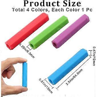 4 Colors Silicone Chewable Pencil Toppers Gemstone Shape Cushions Grips Waterproof Painting Pen Grippers Holders Textured Writing Drill Pen Tool for H
