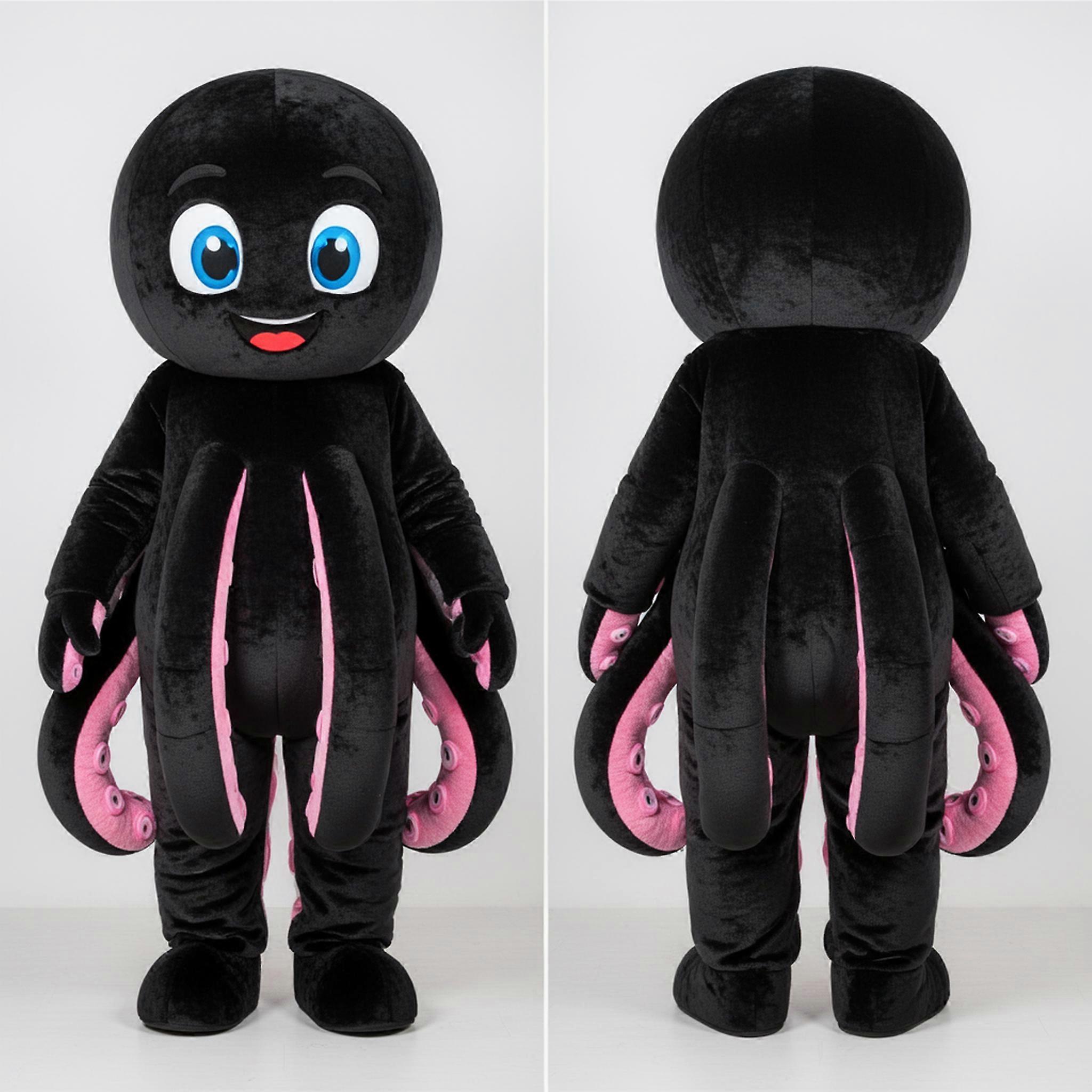 MASTICOT Jet Black Velvety Octopus Mascot
