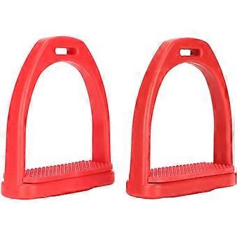 1 pair of non-slip rubber horse stirrups, professional engineering plastic for riding, red, size S