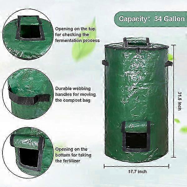 Compost garbage bag, 1 piece, large capacity, foldable, rapid fermentation