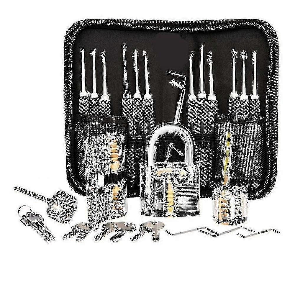 25PCS Lock Picking Kit Practice Tools with 3 Transparent Locks