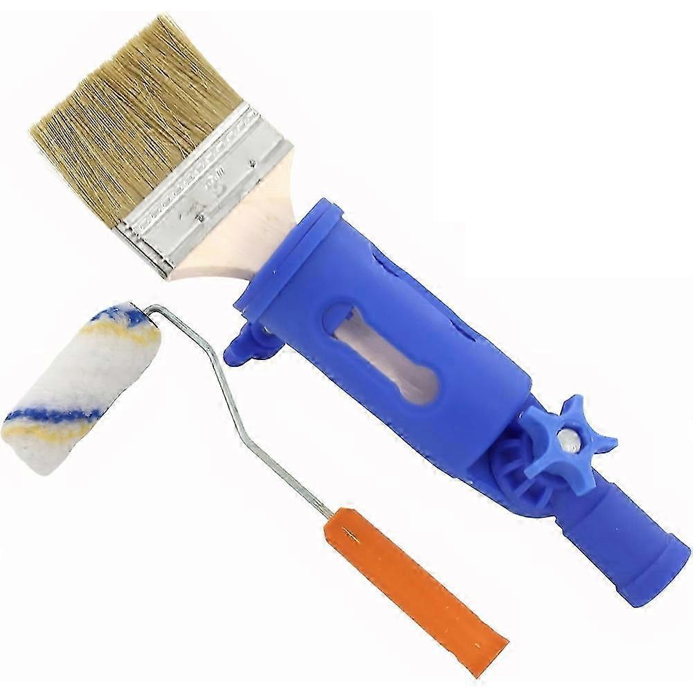 Multi-Angle Paint Brush Extender, Extension Pole Attachments with Two Brushes - Rotating Head, Secure Handle Grip, Walls