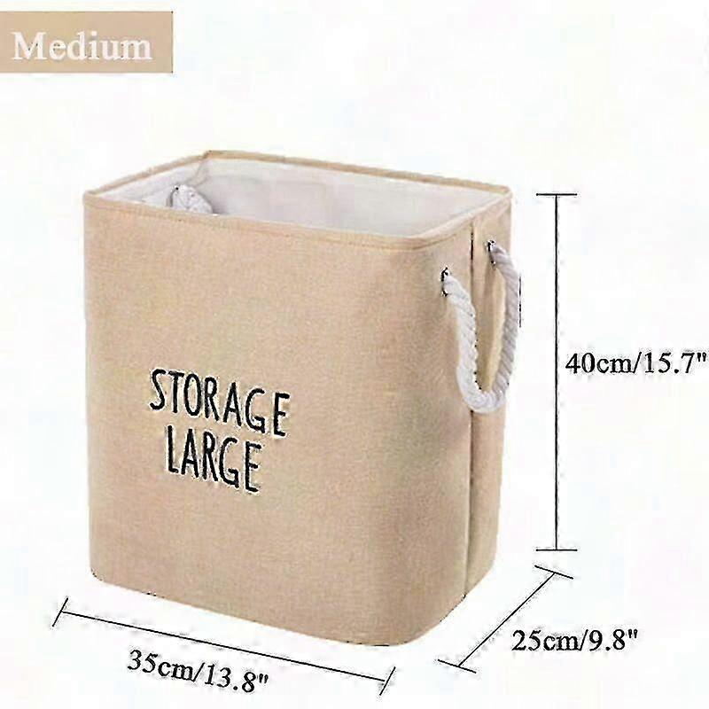 Square Foldable Cotton Linen Laundry Bag