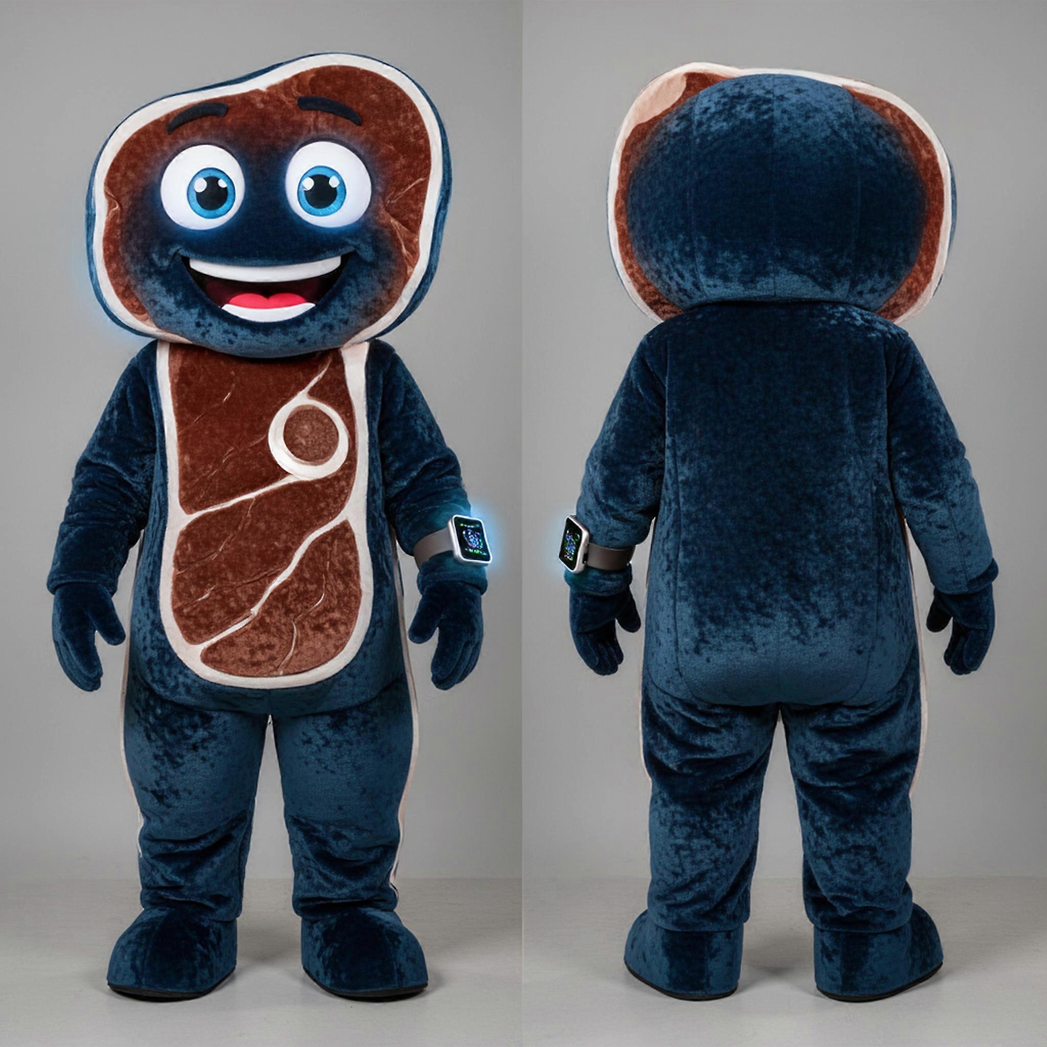 MASTICOT Blue Velvety Steak Mascot