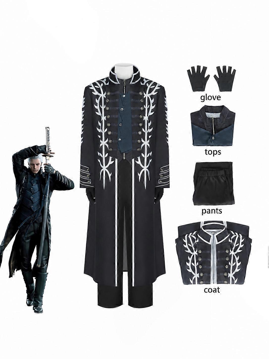 Stage Performance Cosplay Costume Full Set for Devil May Cry 5 Vergil, Polyester