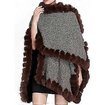 Warm Vintage Faux Fur Collar Shawl for Women Wrap Cape