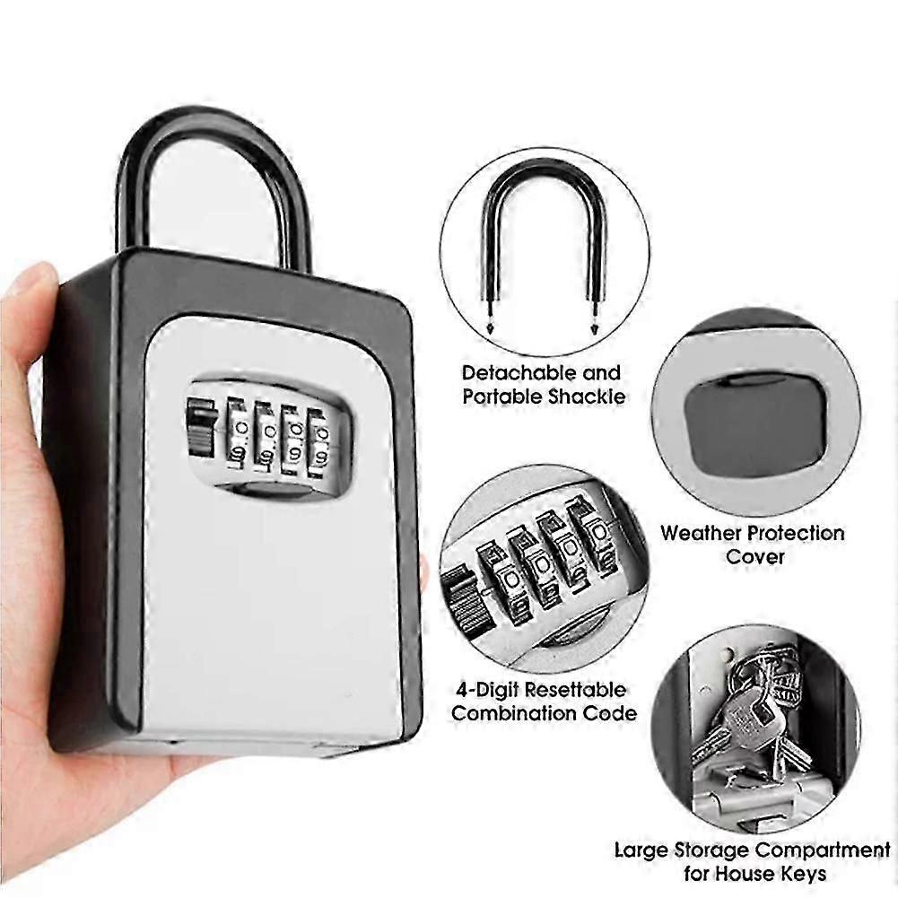 Grey CH-896 Wall Mounted Combination Key Lock Box Plastic Storage Safe
