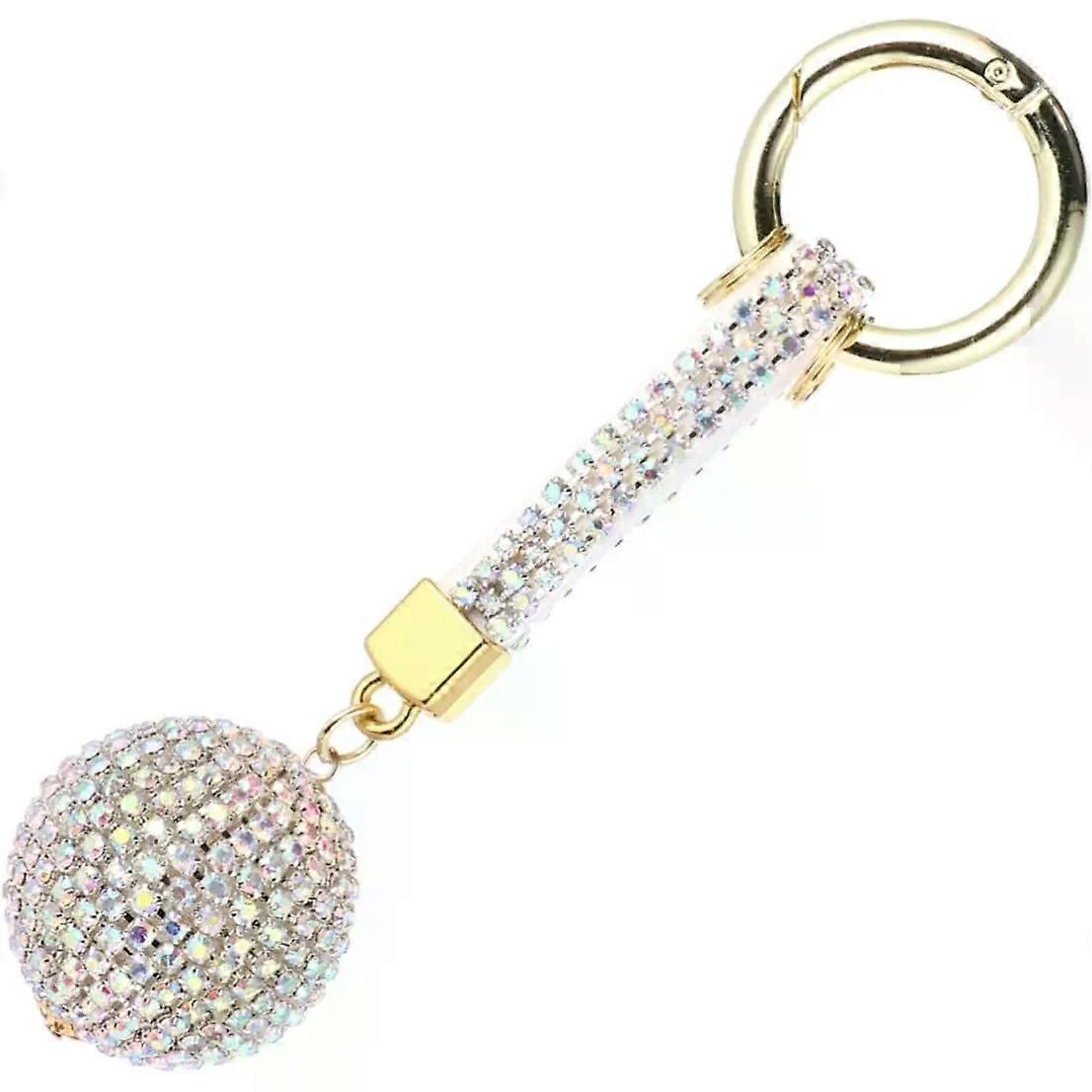 Key Ring Holder Silver Rhinestone Stylish Ball Shape for Keys