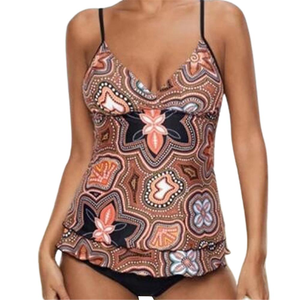 Női Boho virágos fürdőruha Cami Briefs Tankini Set fürdőruha