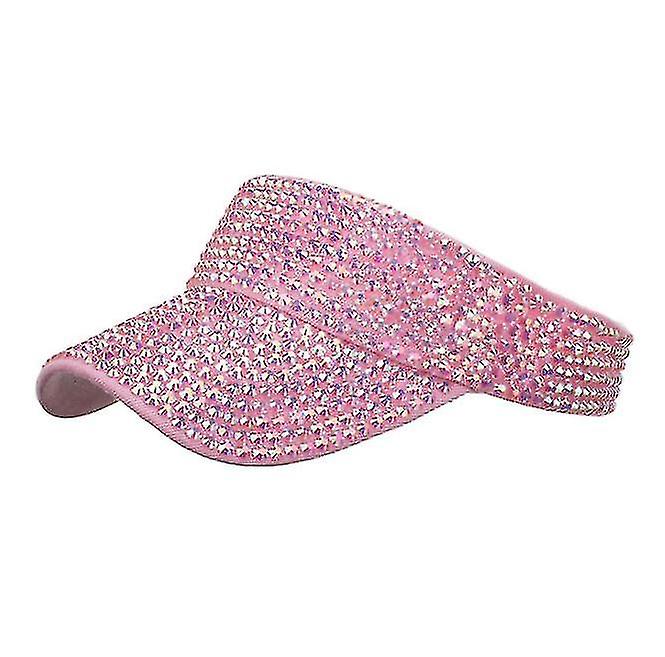 Shiny Rhinestones Plain Sport Sun Visor Adjustable Summer Cap Visor Caps_
