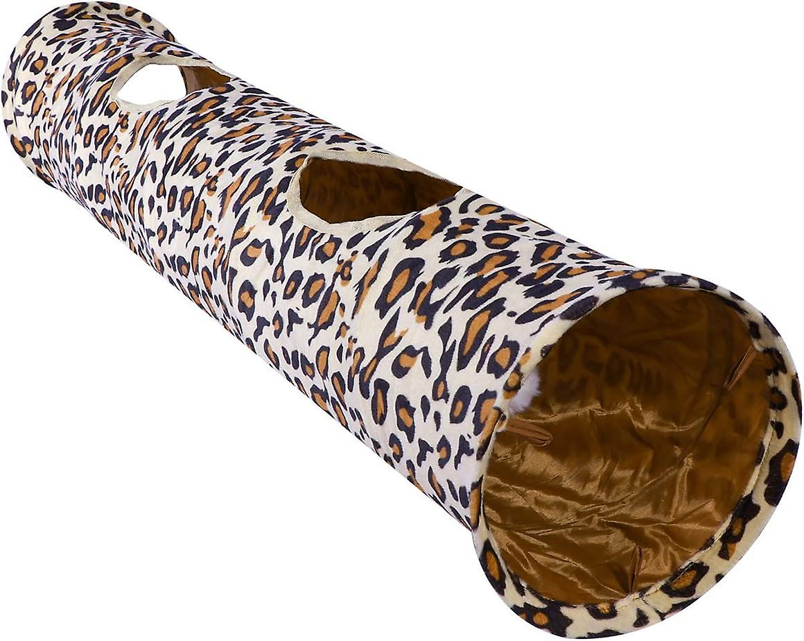 Heytea Rabbit Tunnel Collapsible Road Pet Tunnel 2 Holes Long Leopard Print Fun Toy Tube for Rabbits - -