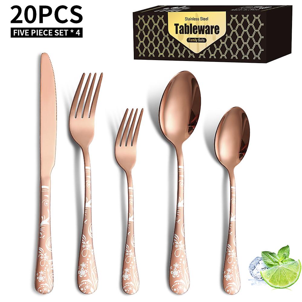 Set di posate in acciaio inossidabile 20pcs Set di posate lucidate a specchio