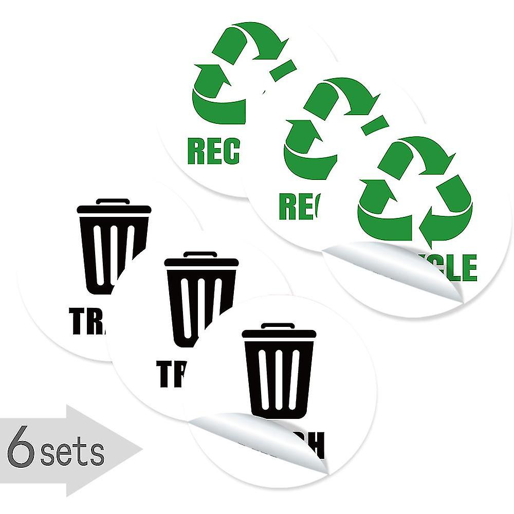 1 Set Of 6 Sheets Pvc Garbage Sorting Stickers Adhesive Trash Bin Sticker