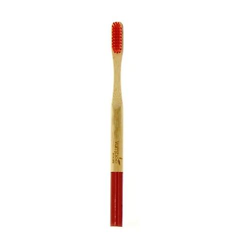 Red soft adult bamboo toothbrush 1 unit