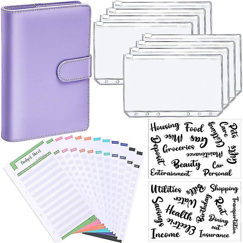 A6 Binder Budget Planner Notebook Covers Folder Size 6 Hole Pockets Plastic Zipper Money Saving