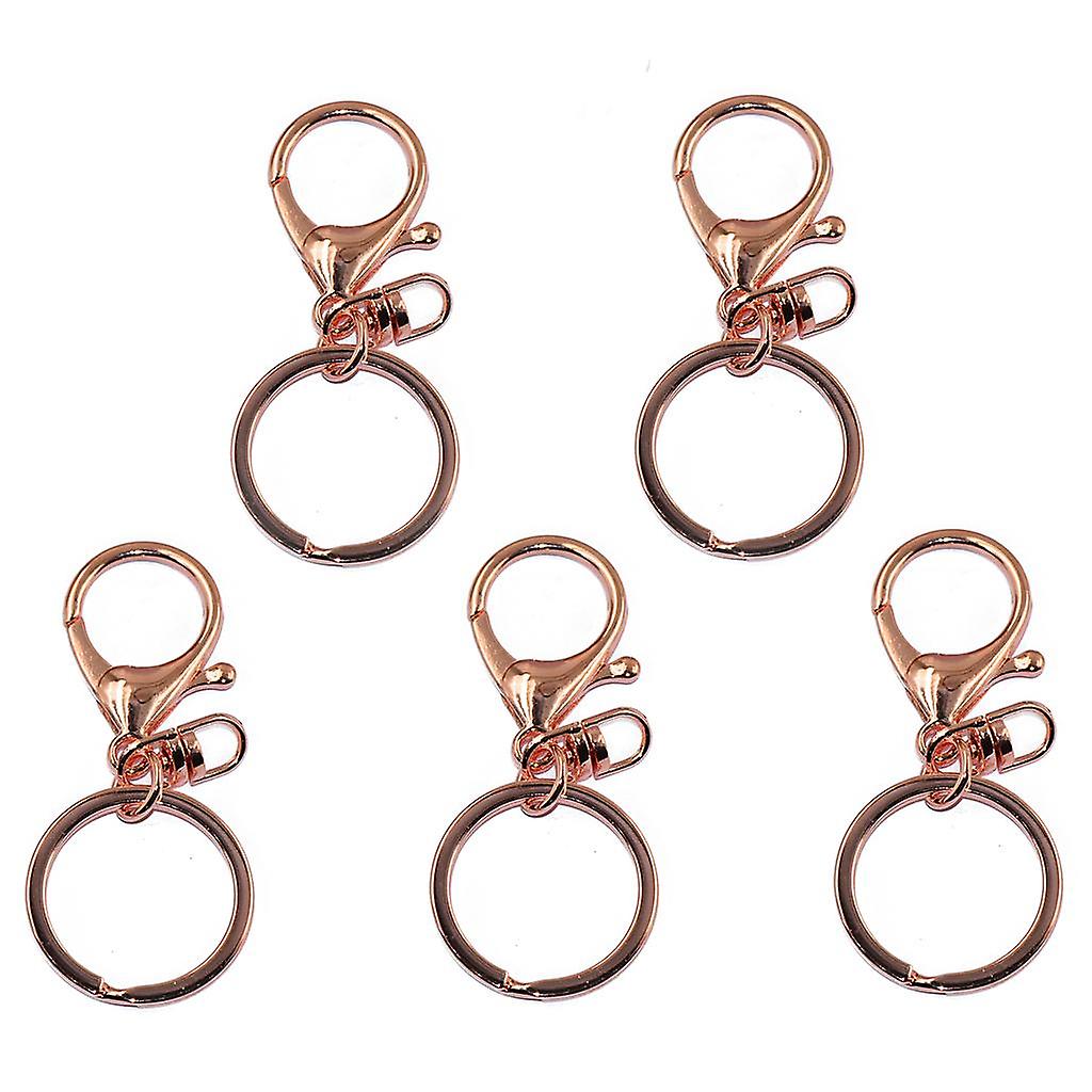 5Pcs 65mm Rose Gold Lobster Clasp Trigger Clip Key Ring Charms w/ Split Ring
