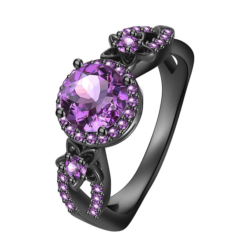 Anello viola zircone ciliegio fiore