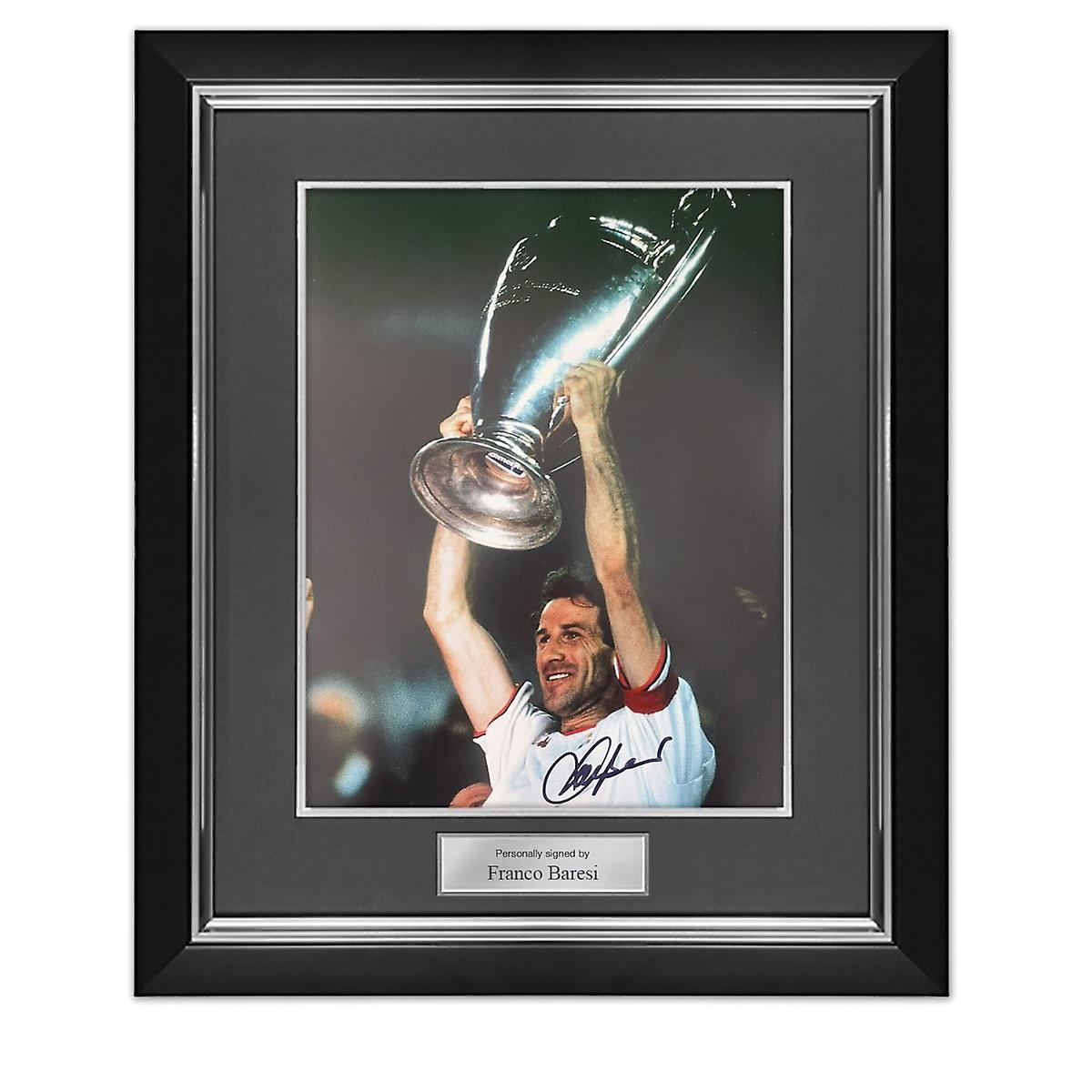 Franco Baresi Signed AC Milan Football Photo. Deluxe Frame
