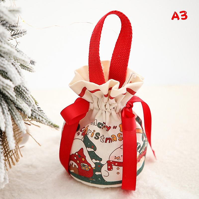 Christmas Velvet Gift Bag Santa Drawstring Bag Candy Apples Handle Bag Christmas Tree Hanging Decora