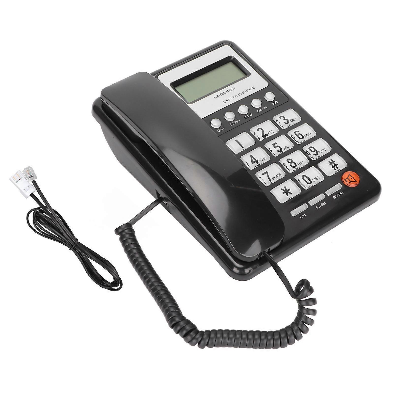 KXT8001CID Corded Phone Classical FSK DTMF Dual System Office Landline Telephone with Caller ID Display for Home Hotel(Black ) A-B