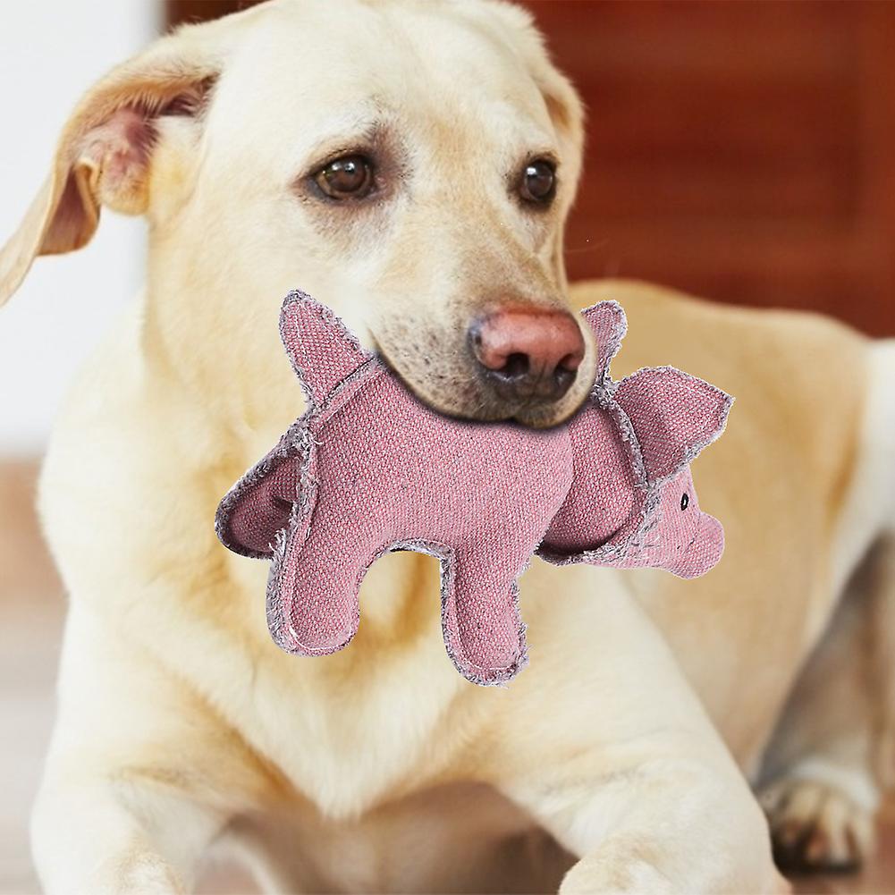 Red Pig Shape Dog Chew Toy 26x15x12cm Canvas Cotton 160g