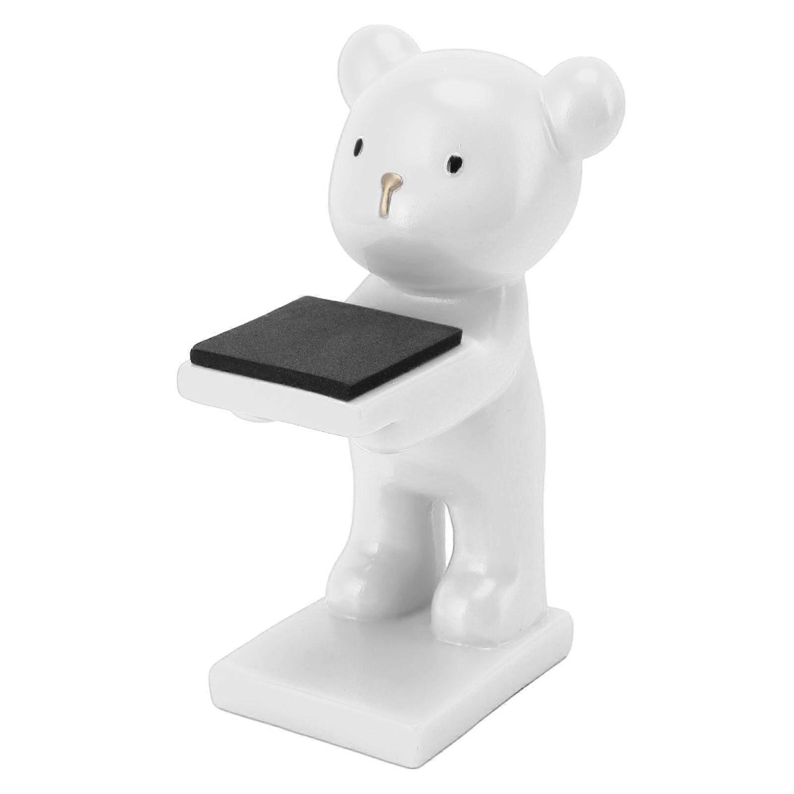 Bear Watch Stand Handcrafted Three Dimensional Modern Style Resin Watch Display Stand for Home Office White