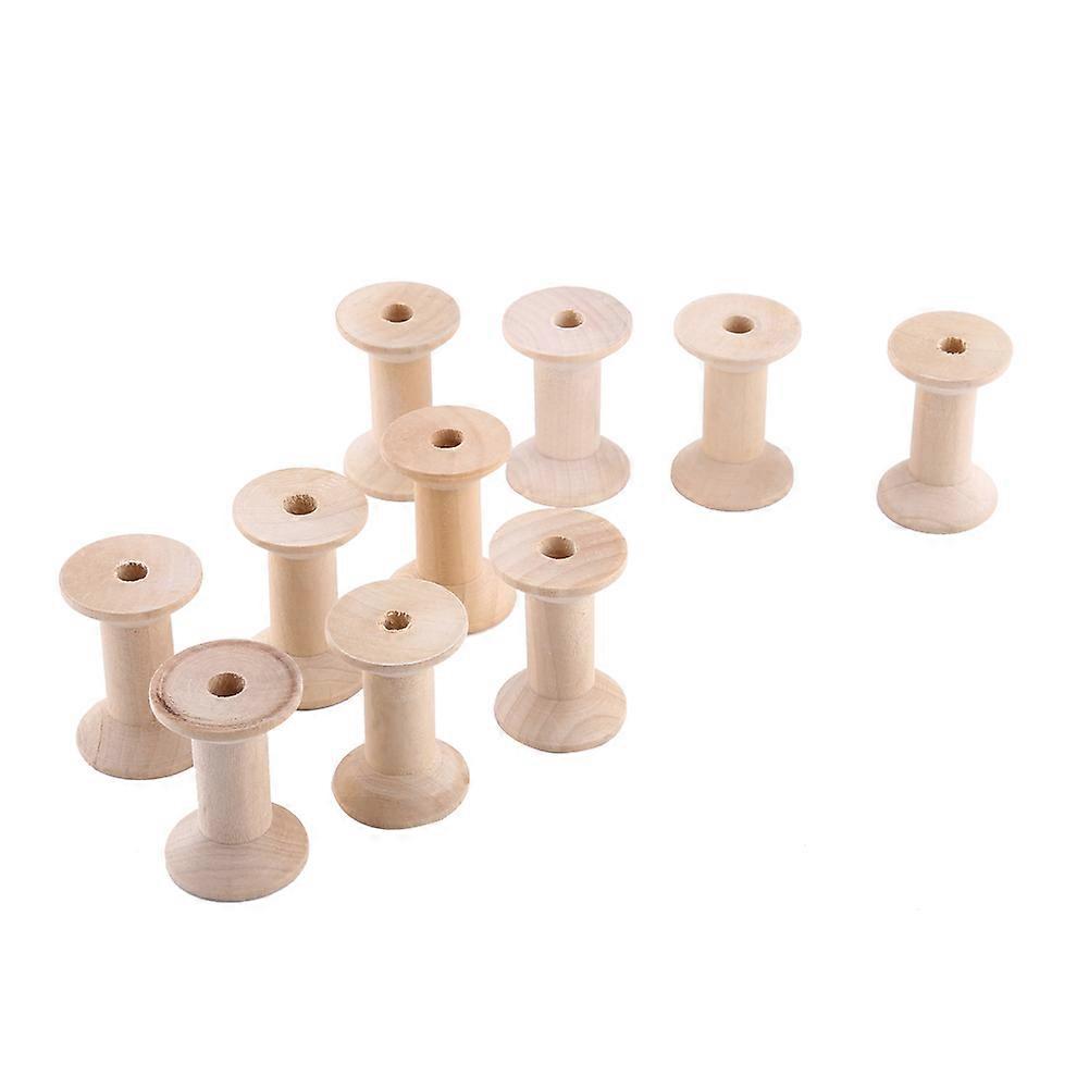 10pcs Wooden Empty Thread Spools Natural Wood Color 47mm x31mm