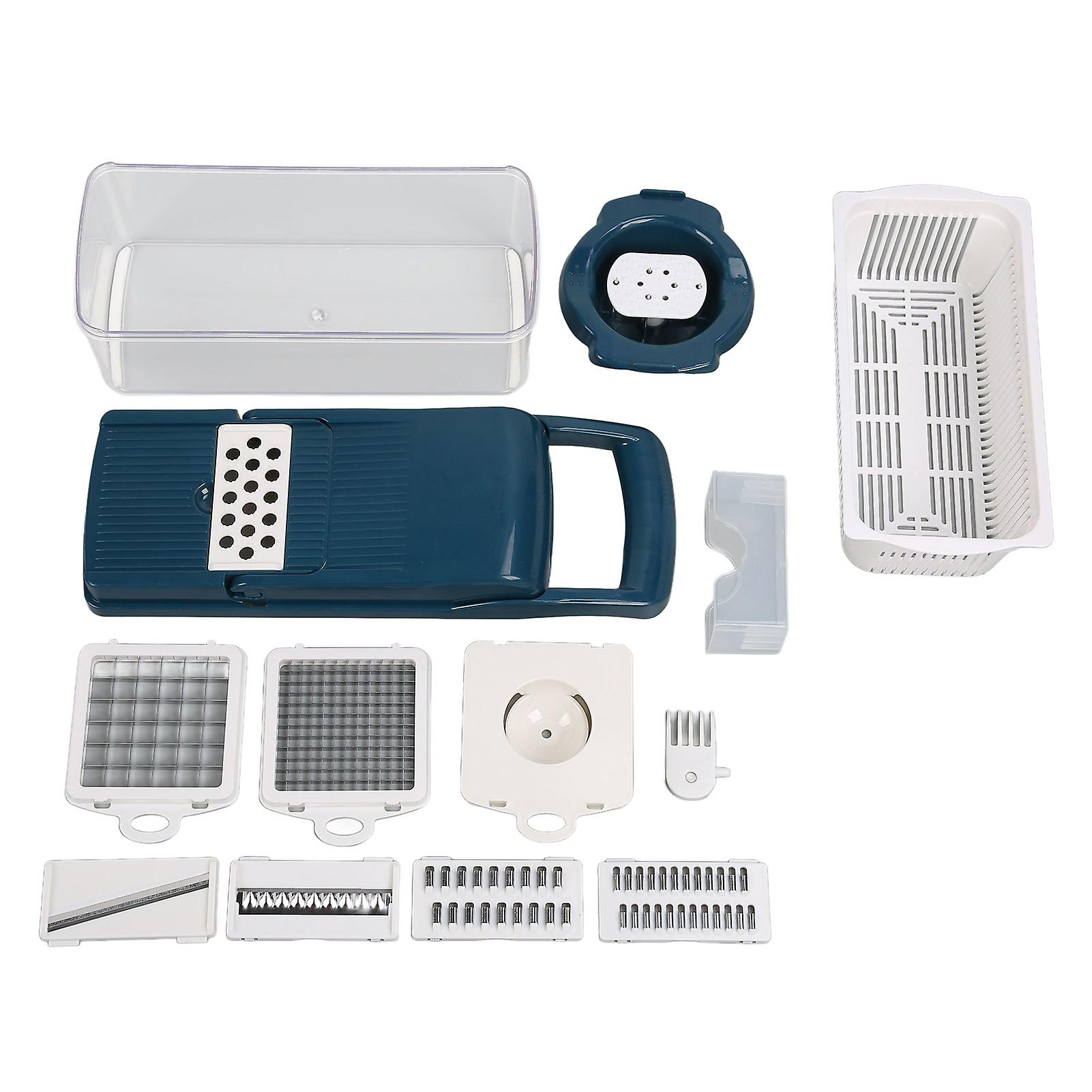 Multifunctional Vegetable Chopper, Efficient Meal Prep Tool, Interchangeable Stainless Steel Blades, Side Storage Design, Easy Clean Kitchen Gadget,