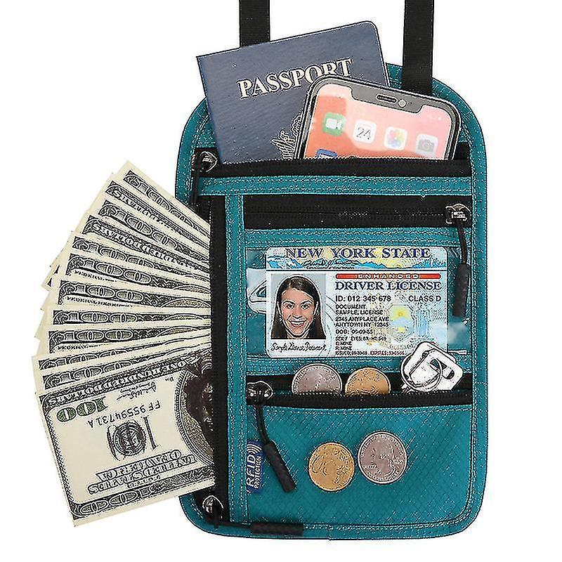 Rfid Blocking Passport Holder Wallet With Neck Pouch zipper