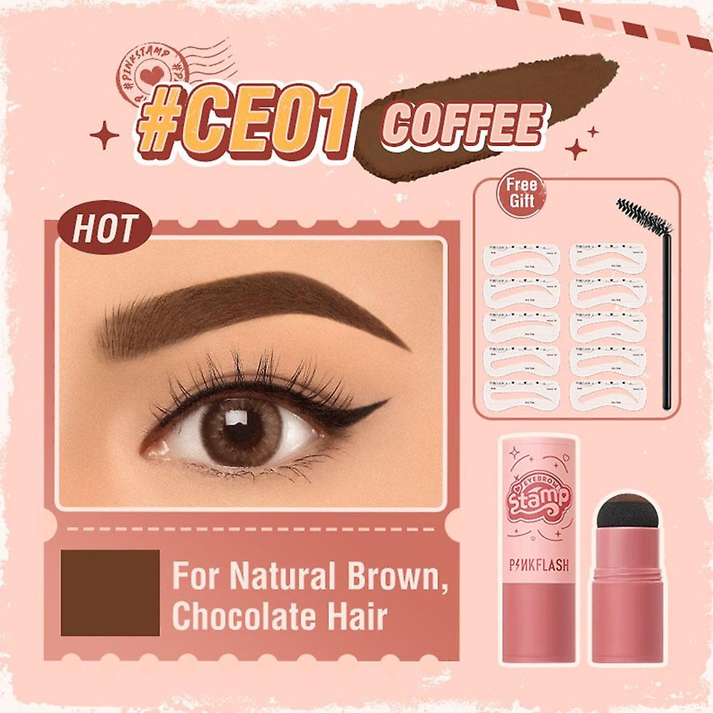 Pinkflash Eyebrow Stamp Shaping Kit-Brow Barbiepink Multi-Use Waterproof Eyebrow Powder With 10 Reusable Eyebrow Stencil