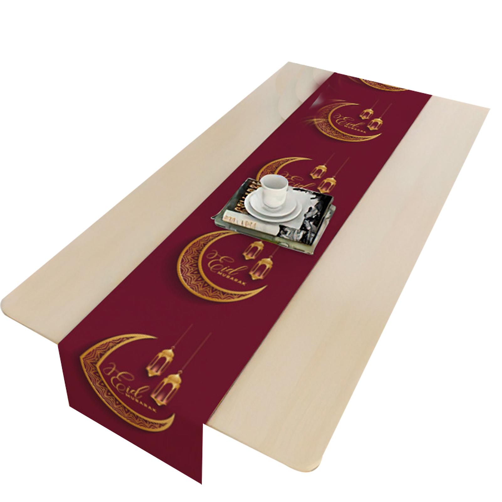 Ramadan Decoration Table Runner with Gold Star and Moon for Ramadan Table Decor