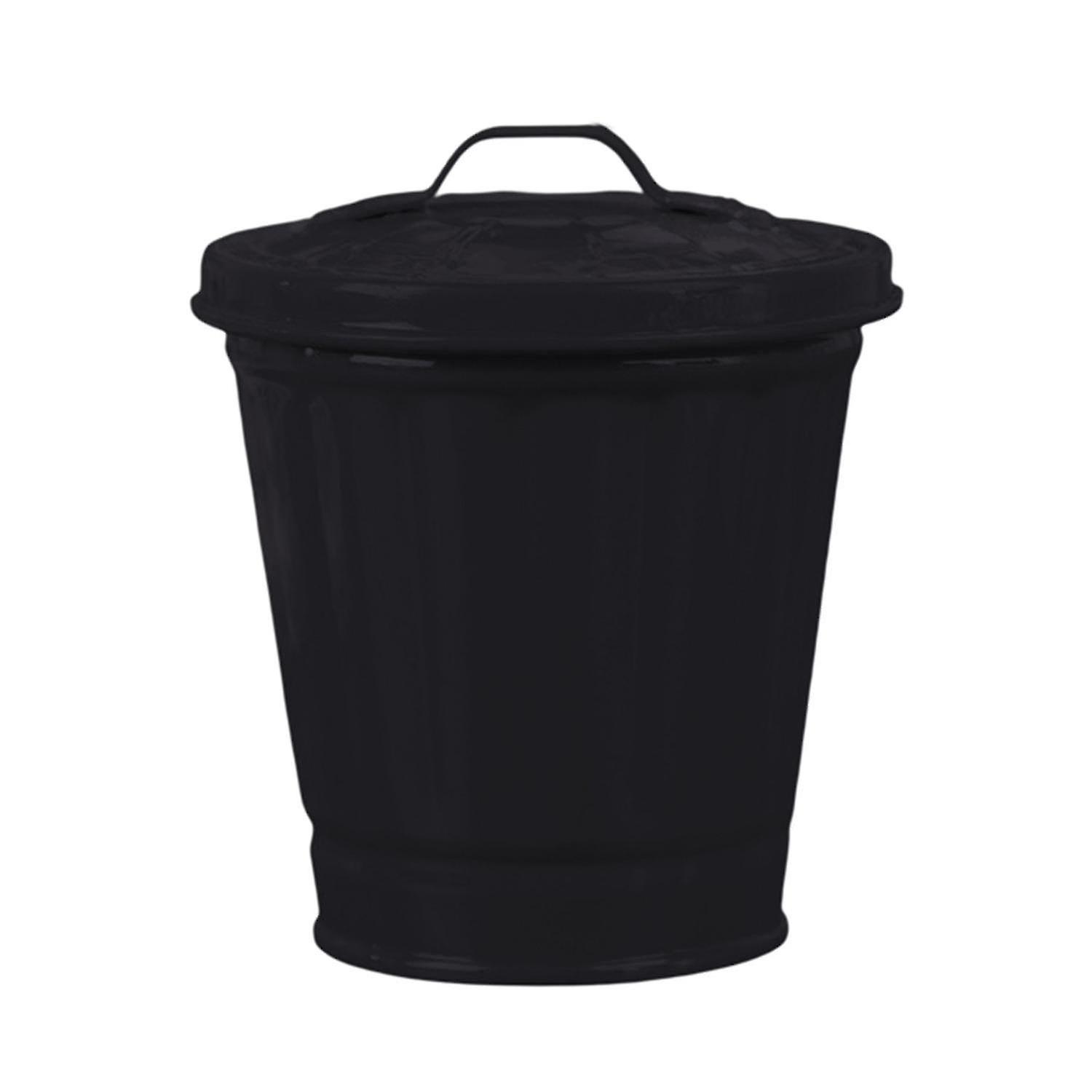 Desktop Trash Can with Lid Bucket ShapeLeakproof Garbage Storage Coated Large Opening Waste Bin